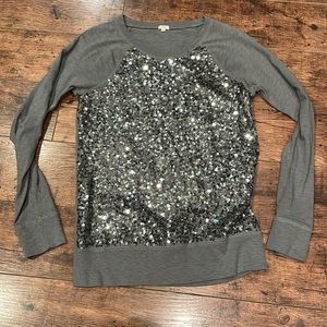 J Crew Gray Medium Sequin Blouse cute and comfy!